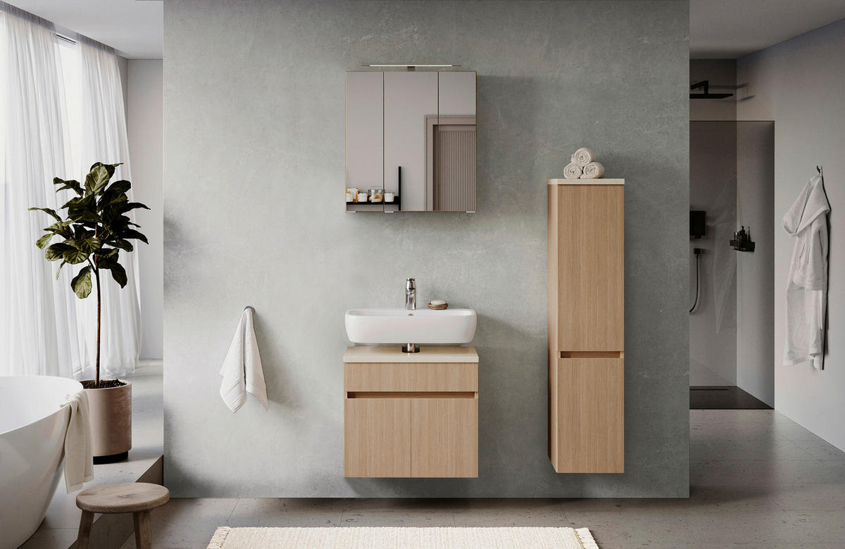 SPIEGELSCHRANK 60/64/20 cm  - Eichefarben/Silberfarben, KONVENTIONELL, Glas/Holzwerkstoff (60/64/20cm) - Xora