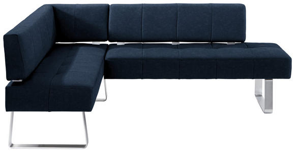 ECKBANK 165/227 cm Mikrofaser Dunkelblau, Edelstahlfarben Metall - Edelstahlfarben/Dunkelblau, Design, Textil/Metall (165/227cm) - Moderano