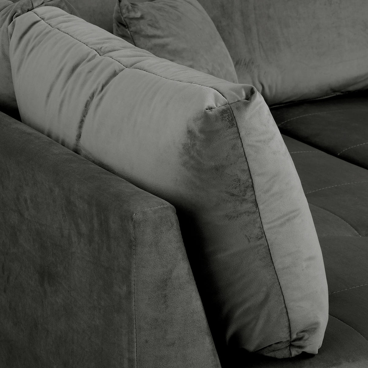 ECKSOFA inkl. Hocker Ariella Anthrazit Samt Rückenkissen, Hocker  - Anthrazit/Naturfarben, Design, Holz/Textil (161/231cm) - Livetastic