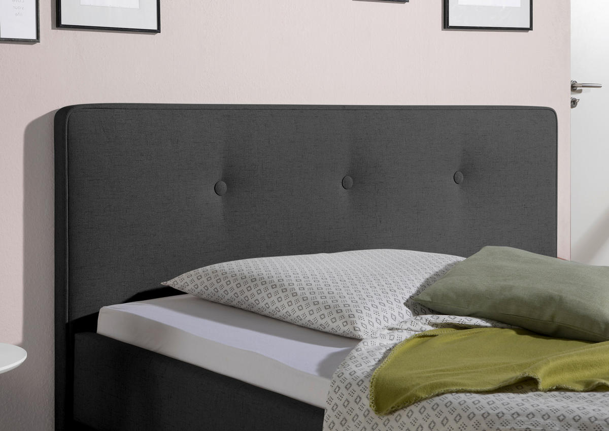 POLSTERBETT 180/200 cm,  in Anthrazit,  - Anthrazit/Naturfarben, MODERN, Holz/Textil (180/200cm) - Livetastic