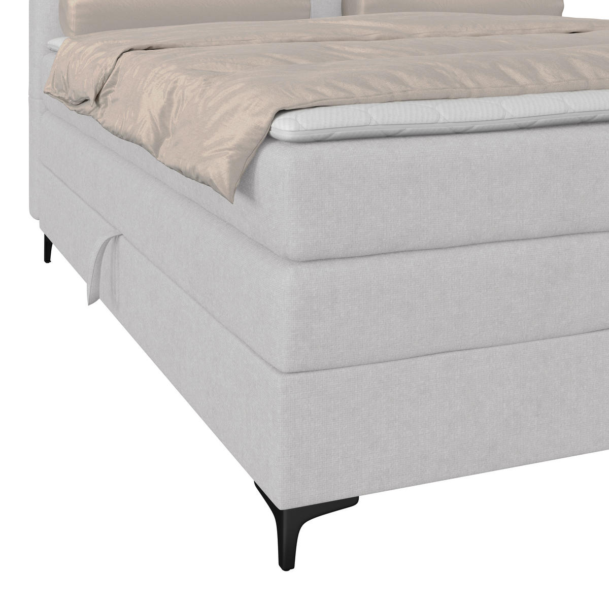 BOXSPRINGBETT 200/200 cm,  in Silberfarben, H3 = fest  - Silberfarben/Schwarz, KONVENTIONELL, Kunststoff/Textil (200/200cm)
