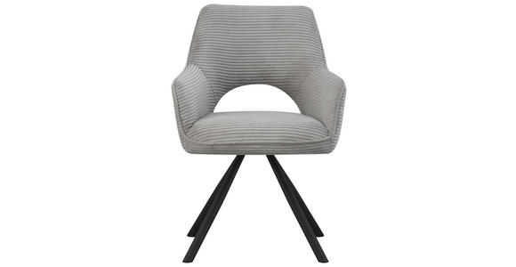 ARMLEHNSTUHL  inklusive Armlehnen, Sitzfläche 180° drehbar Cord  - Hellgrau/Schwarz, Design, Textil/Metall (60/85/63cm) - Hom`in