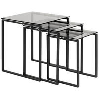 BEISTELLTISCHSET in Glas 36-50/36-50/45-55 cm  - Schwarz/Grau, Trend, Glas/Metall (36-50/36-50/45-55cm)