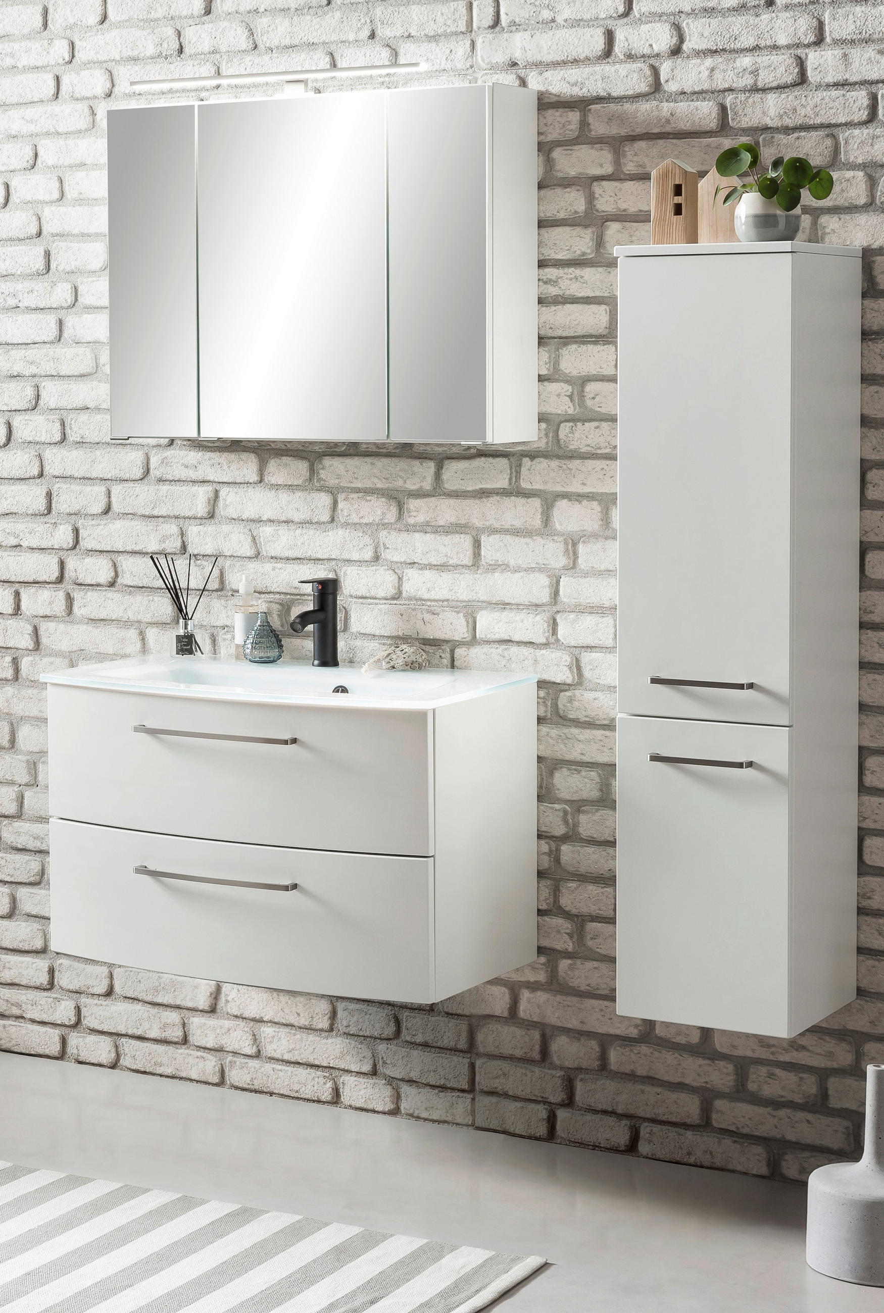 BADEZIMMER  in 110 cm  - Weiß, KONVENTIONELL, Glas/Holzwerkstoff (110cm) - Held