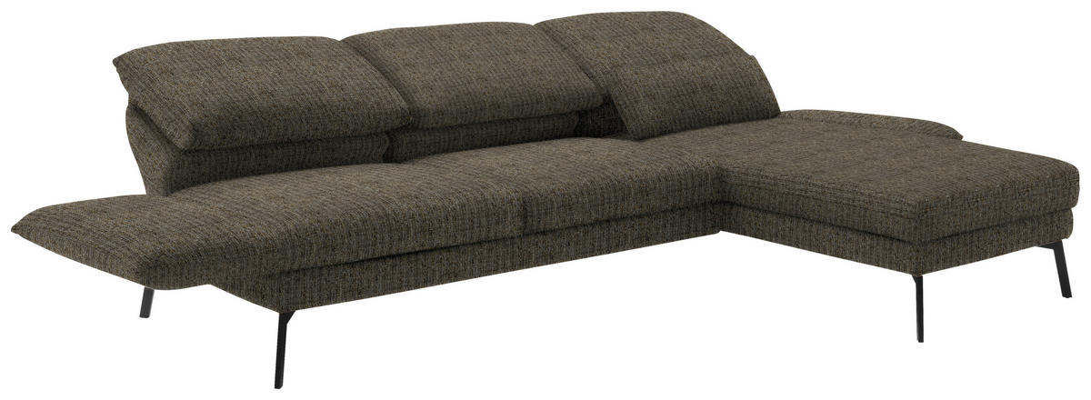 ECKSOFA in Flachgewebe Braun  277/175 cm  - Schwarz/Braun, Design, Textil/Metall (277/175cm) - Schöner Wohnen