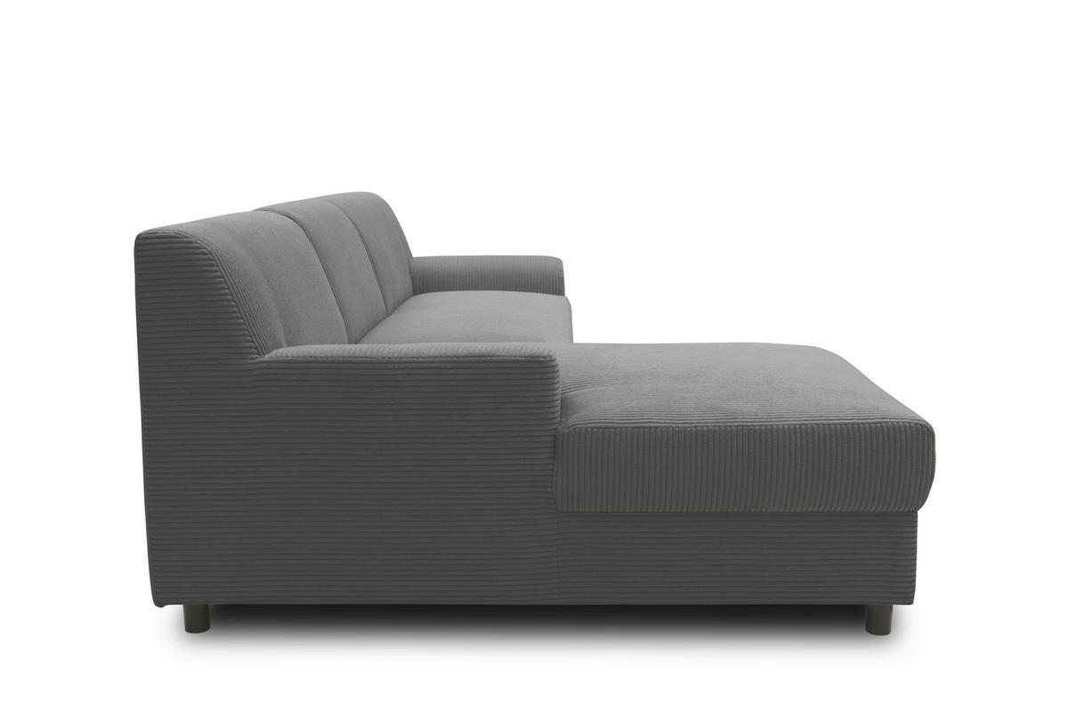 ECKSCHLAFSOFA  CAPRI 2 Grau Cord  - Schwarz/Grau, Basics, Kunststoff/Textil (146/241cm) - MID.YOU
