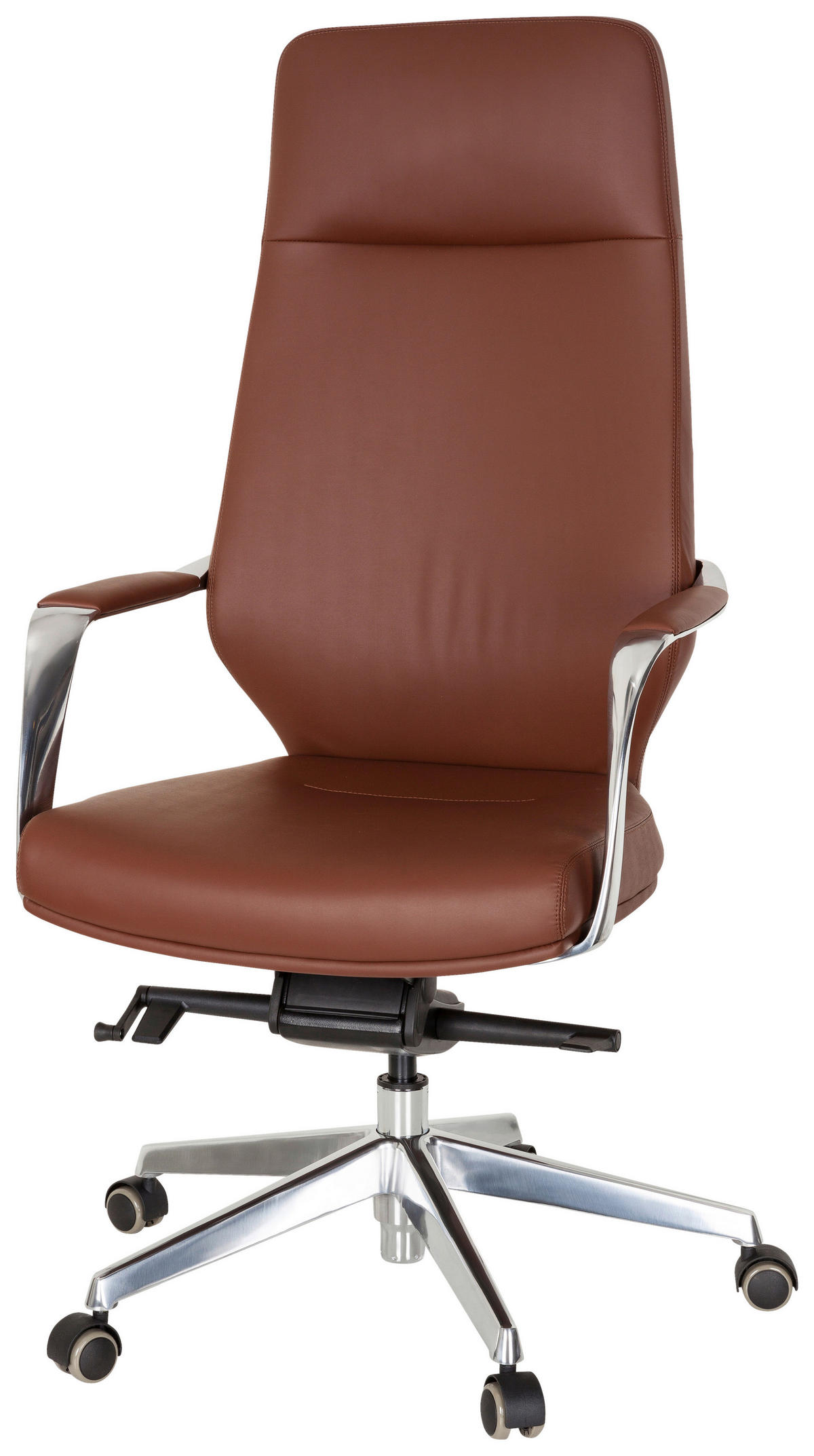 DREHSTUHL  in Lederlook Braun  - Silberfarben/Braun, Basics, Kunststoff/Textil (63/133/65cm) - MID.YOU