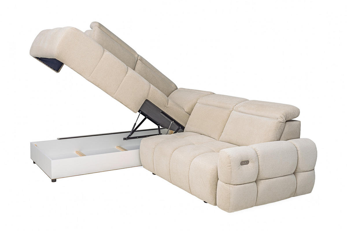 SAROKKANAPÉ textil bézs  - bézs/fekete, Modern, műanyag/textil (223/110/270cm) - Welnova