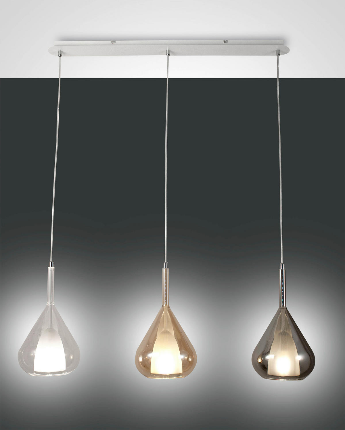 HÄNGELEUCHTE 83/200 cm  - Transparent/Bernsteinfarben, Design, Glas/Metall (83/200cm) - Fabas Luce