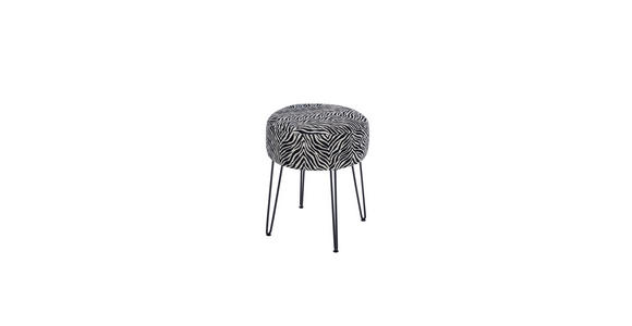 HOCKER in Metall, Textil Schwarz, Weiß  - Schwarz/Weiß, KONVENTIONELL, Textil/Metall (43/45/43cm) - Xora