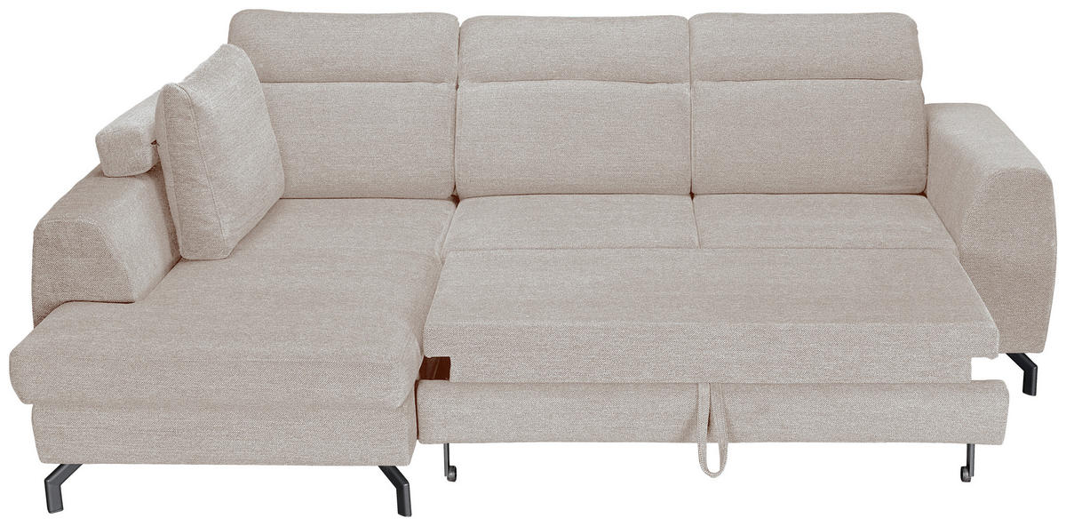 ECKSOFA Beige Chenille  - Beige/Schwarz, KONVENTIONELL, Textil/Metall (185/266cm) - Carryhome