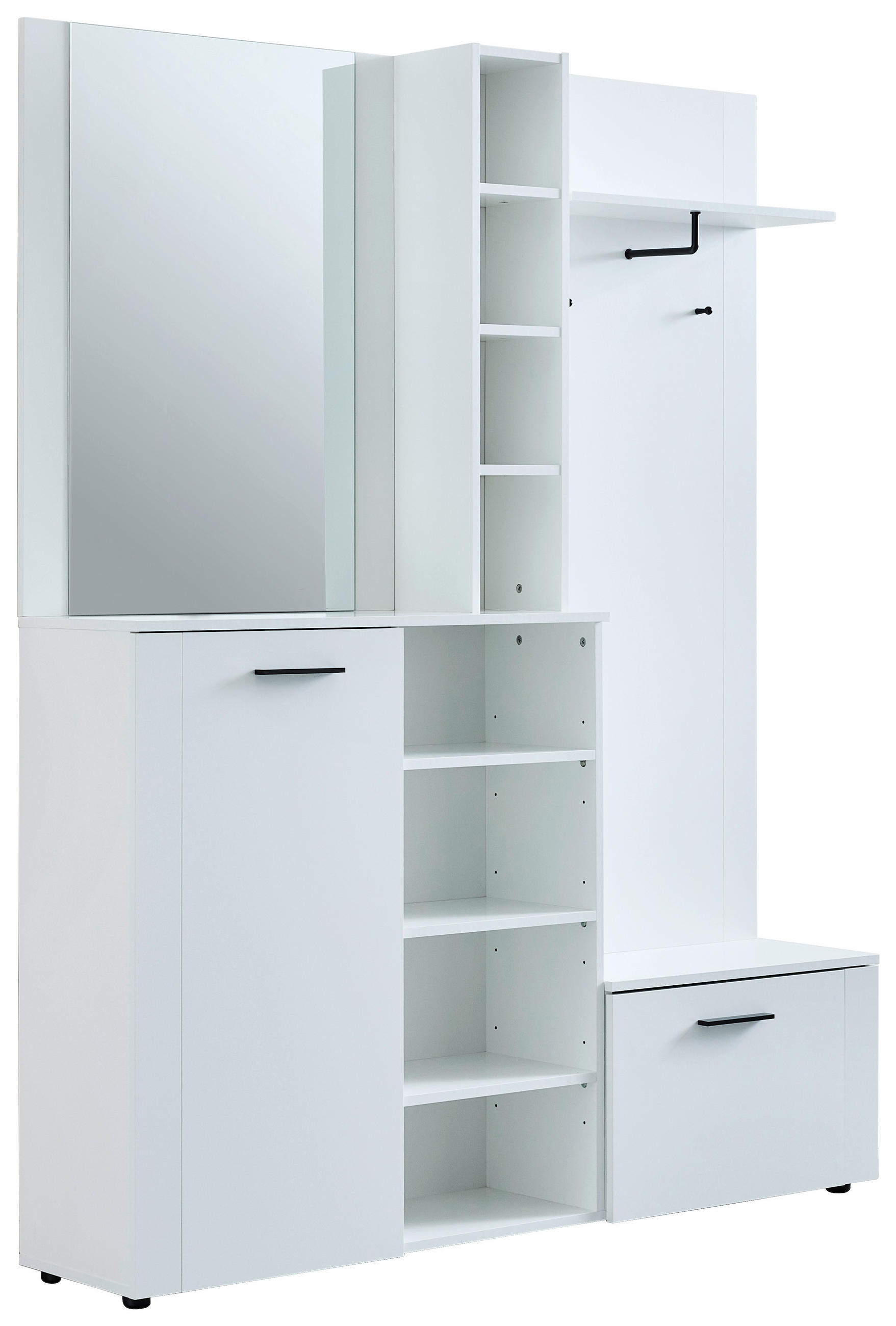 GARDEROBE 4-teilig  in 150/190/32 cm  - Weiß, Design, Glas/Holzwerkstoff (150/190/32cm) - MID.YOU