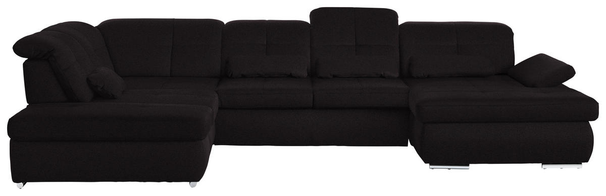 WOHNLANDSCHAFT  in Mikrofaser Anthrazit  - Chromfarben/Anthrazit, Design, Holzwerkstoff/Textil (260/371/195cm) - Beldomo Style