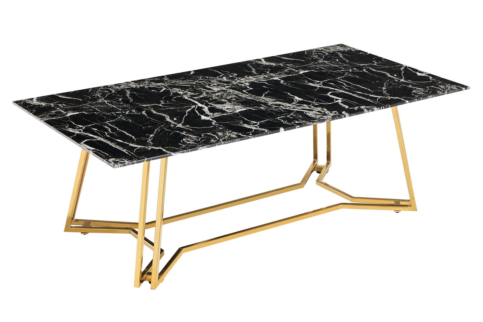 COUCHTISCH Sicherheitsglas 110/60/40 cm rechteckig Schwarz, Goldfarben  - Goldfarben/Schwarz, Design, Glas/Metall (110/60/40cm) - Livetastic