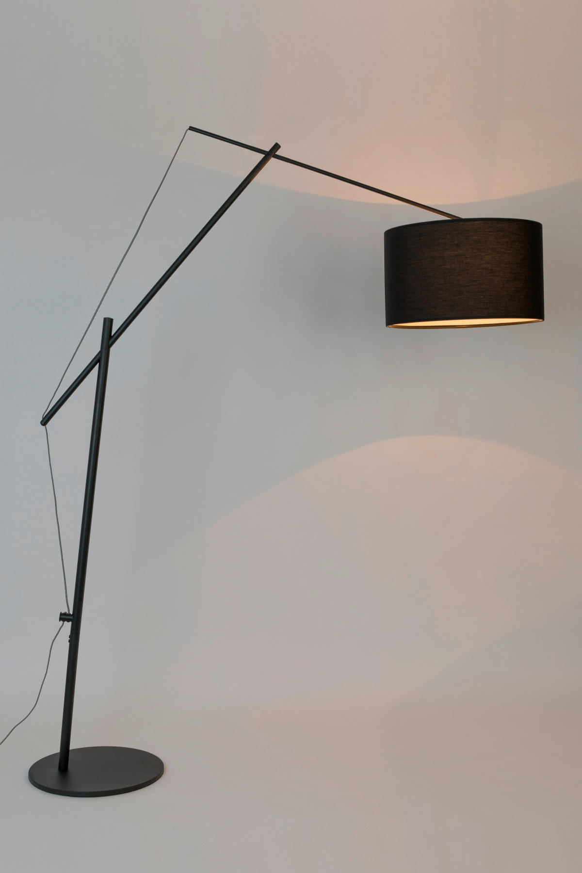 BOGENLEUCHTE 50/168/210 cm    - Schwarz, Design, Kunststoff/Textil (50/168/210cm) - Zuiver