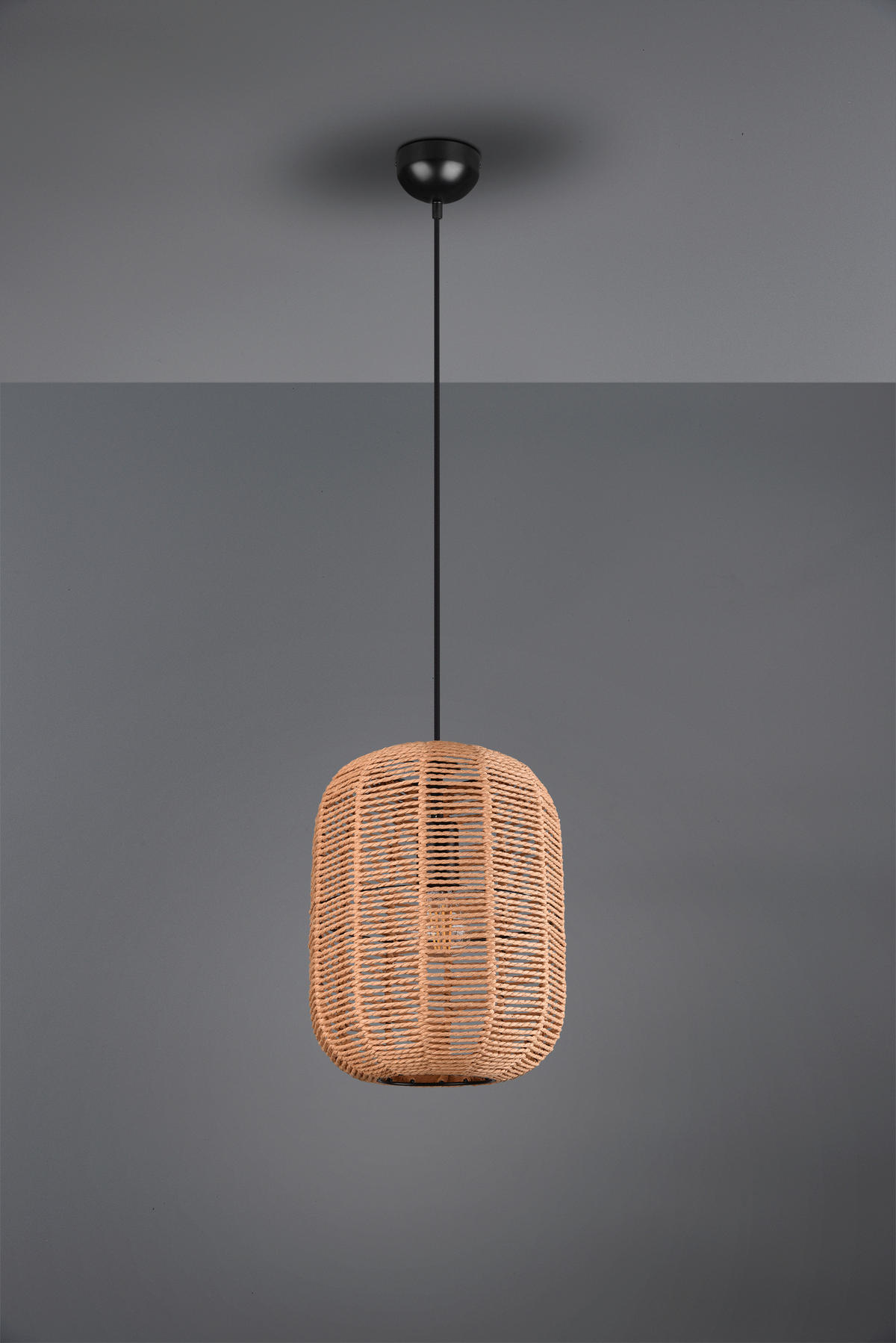 HÄNGELEUCHTE 25/150 cm    - Schwarz/Braun, Lifestyle, Naturmaterialien/Metall (25/150cm)
