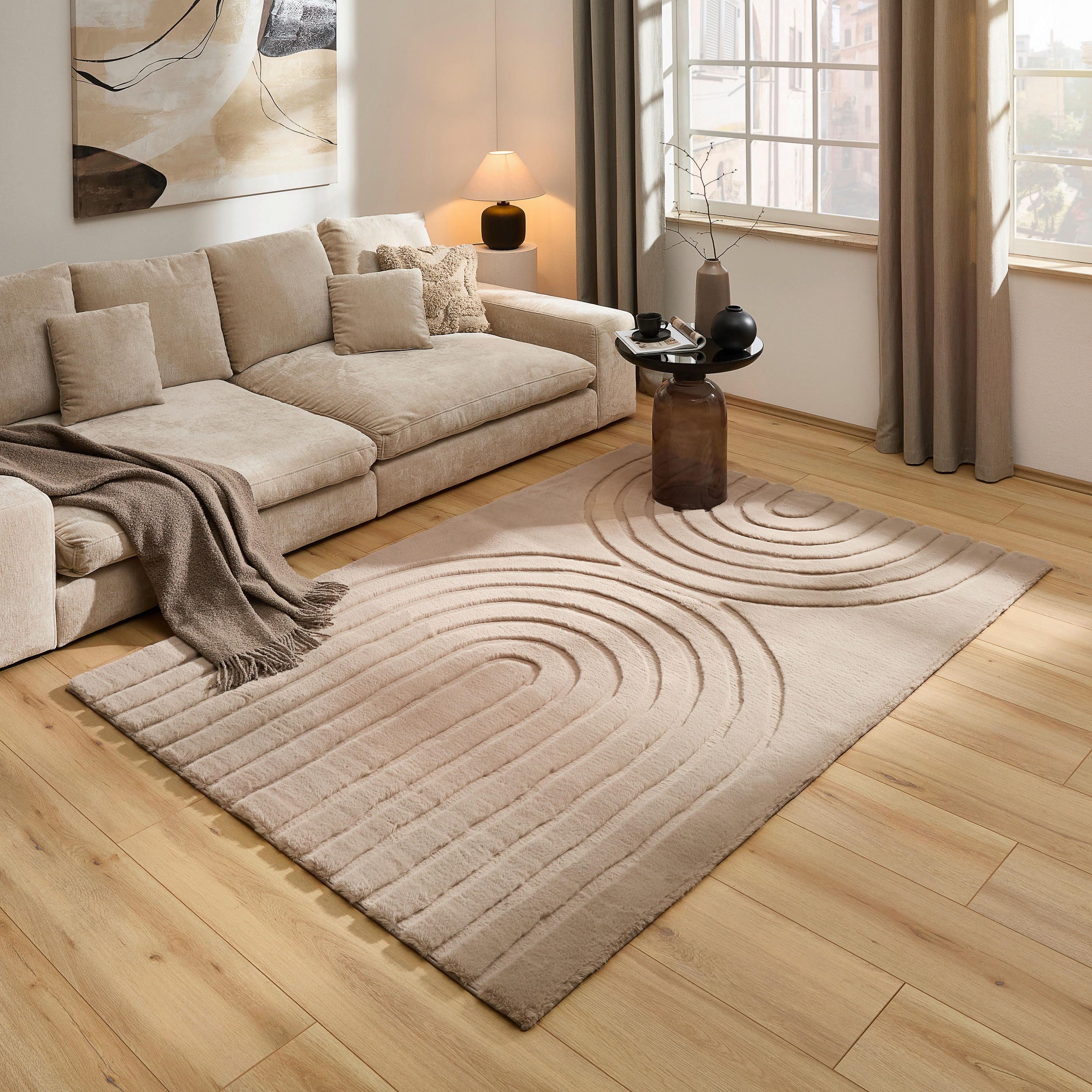 HOCHFLORTEPPICH 133/190 cm Taupe  - Taupe, Design, Textil (133/190cm) - Novel