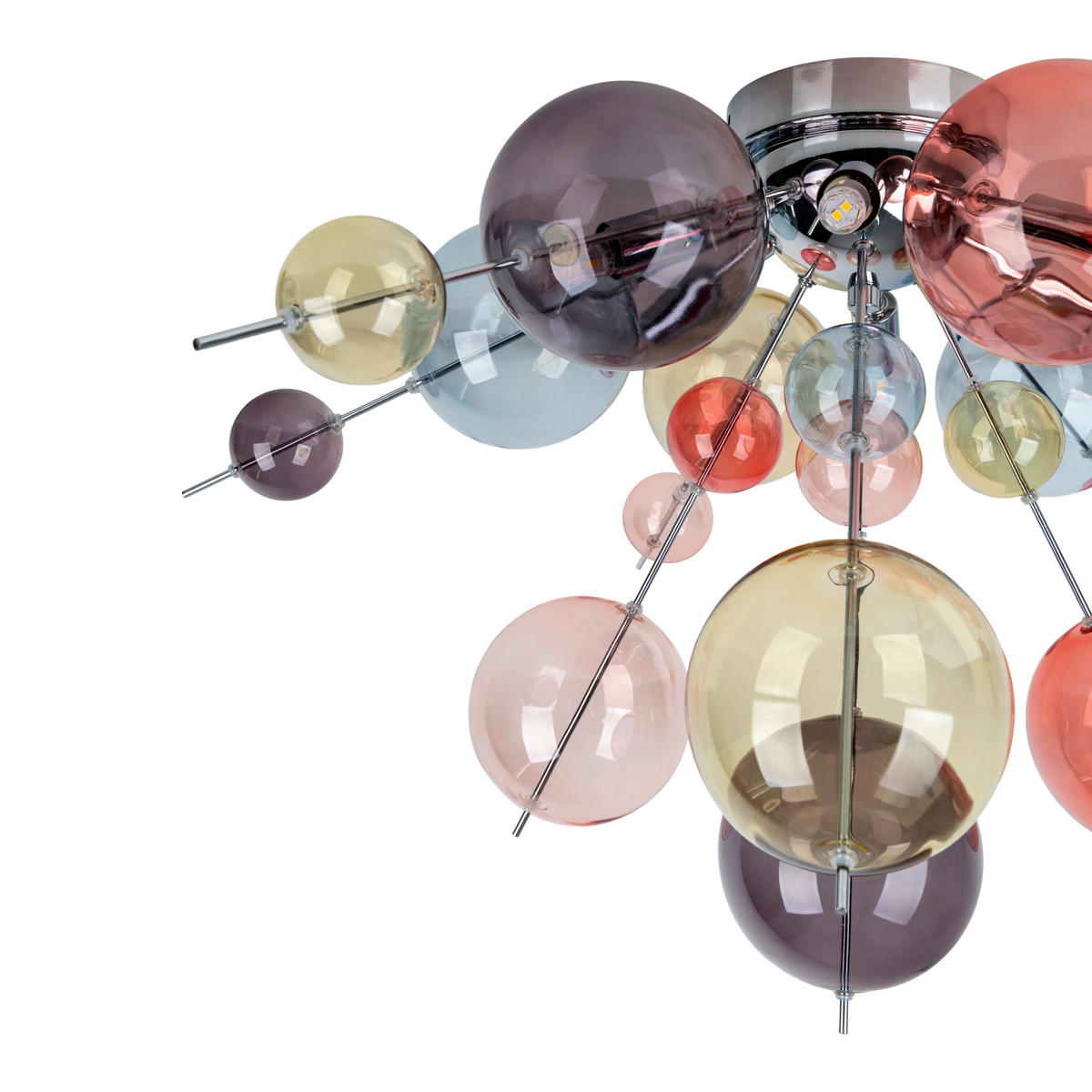 DECKENLEUCHTE  57/38 cm    - Chromfarben/Multicolor, Design, Glas/Metall (57/38cm) - Näve