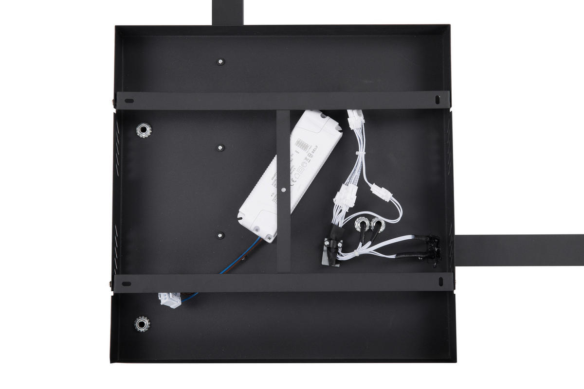 LED PLAFONJERA Proton  - bela/crna, Lajfstajl, metal/plastika (60/60/11,8cm) - Novel