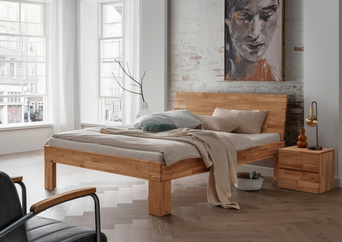BETT 160/200 cm,  in Wildeiche,  - Wildeiche, Natur, Holz (160/200cm) - Linea Natura