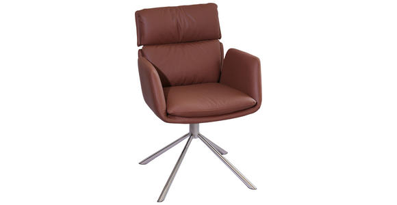 ARMLEHNSTUHL in Stahl Mikrofaser - Edelstahlfarben/Rostfarben, Design, Textil/Metall (60/92/67cm) - Novel
