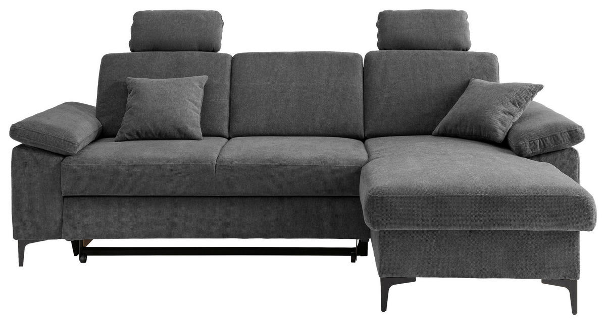 ECKSOFA Chenille Anthrazit  - Anthrazit/Schwarz, Konventionell, Textil/Metall (245/151cm) - Livetastic