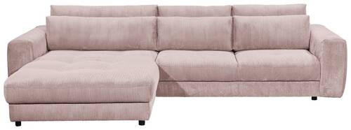 ECKSOFA Hellrosa Cord  - Hellrosa/Schwarz, KONVENTIONELL, Kunststoff/Textil (194/333cm) - MID.YOU