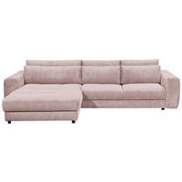 ECKSOFA in Cord Hellrosa  - Hellrosa/Schwarz, Konventionell, Holzwerkstoff/Kunststoff (194/333cm) - MID.YOU