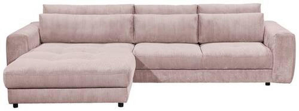ECKSOFA in Cord Hellrosa  - Hellrosa/Schwarz, Konventionell, Holzwerkstoff/Kunststoff (194/333cm) - MID.YOU