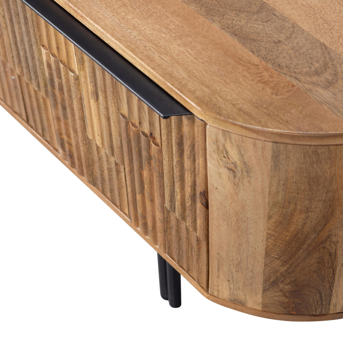 LOWBOARD Effortless  in 147/50/45 cm  - Schwarz/Naturfarben, Design, Holz/Metall (147/50/45cm) - Livetastic