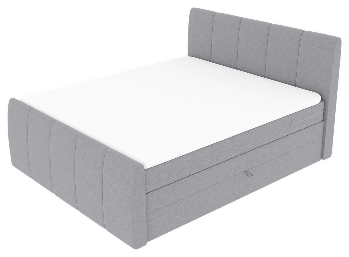 BOXSPRINGBETT 180/200 cm  in Hellgrau  - Hellgrau/Schwarz, Konventionell, Kunststoff/Textil (180/200cm) - Carryhome