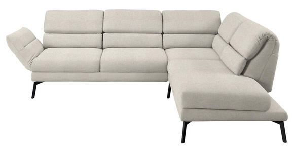 ECKSOFA  in Flachgewebe Naturfarben, Beige  256-363/212-253 cm  - Beige/Schwarz, Design, Textil/Metall (256-363/212-253cm) - Dieter Knoll