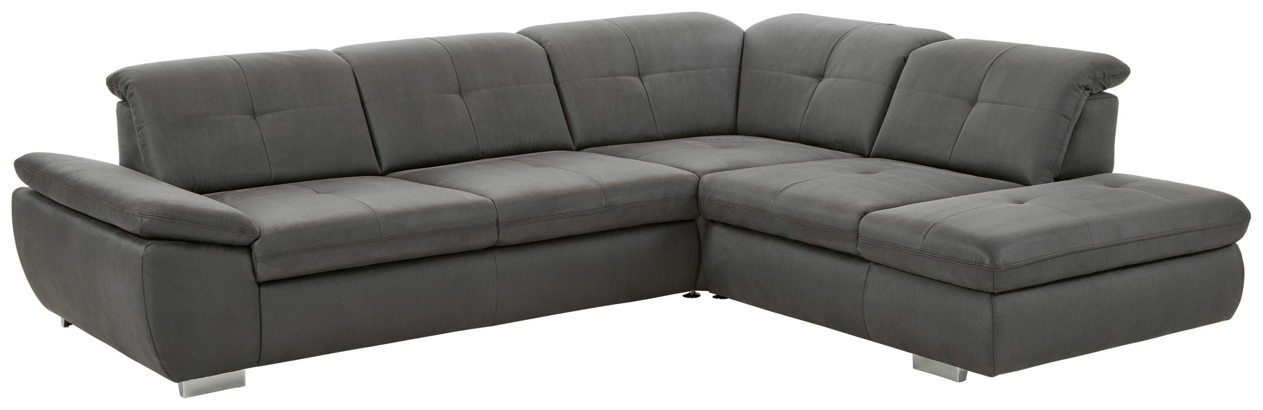 ECKSOFA Mikrofaser Dunkelgrau  - Chromfarben/Dunkelgrau, Design, Textil/Metall (318/260cm) - Beldomo Speed