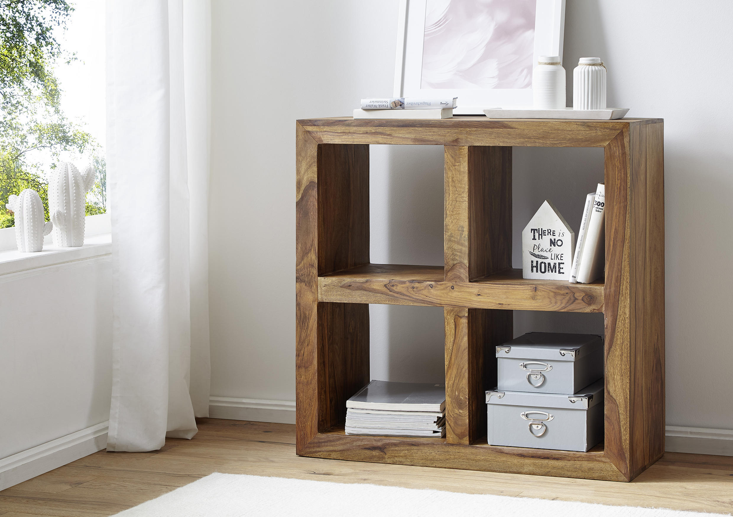 STANDREGAL Sheesham massiv Sheeshamfarben - Sheeshamfarben, MODERN, Holz (82/82/34cm) - MID.YOU