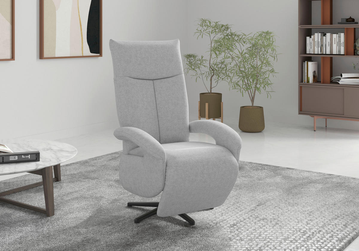 RELAXSESSEL in Textil Hellgrau  - Hellgrau/Schwarz, MODERN, Textil/Metall (74/112/82cm) - Sit & More