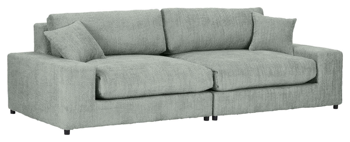 MEGASOFA Struktur, Bouclé Eukalyptusholzfarben  - Eukalyptusholzfarben/Schwarz, Modern, Kunststoff/Textil (270/76/125cm) - Landscape