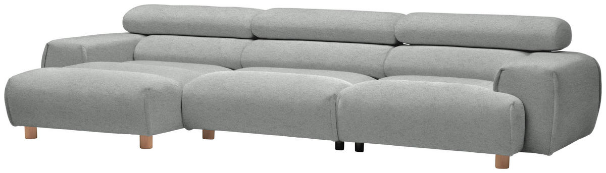 HÖRNSOFFA i velour ljusgrå  - ljusgrå, Natur, trä/textil (150/329cm) - Livetastic