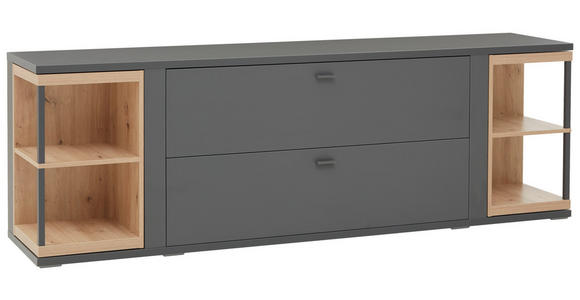 TV-ELEMENT Grau, Eiche Artisan  217/70,6/48,4 cm  - Schwarz/Eiche Artisan, KONVENTIONELL, Holzwerkstoff/Metall (217/70,6/48,4cm) - Hom`in