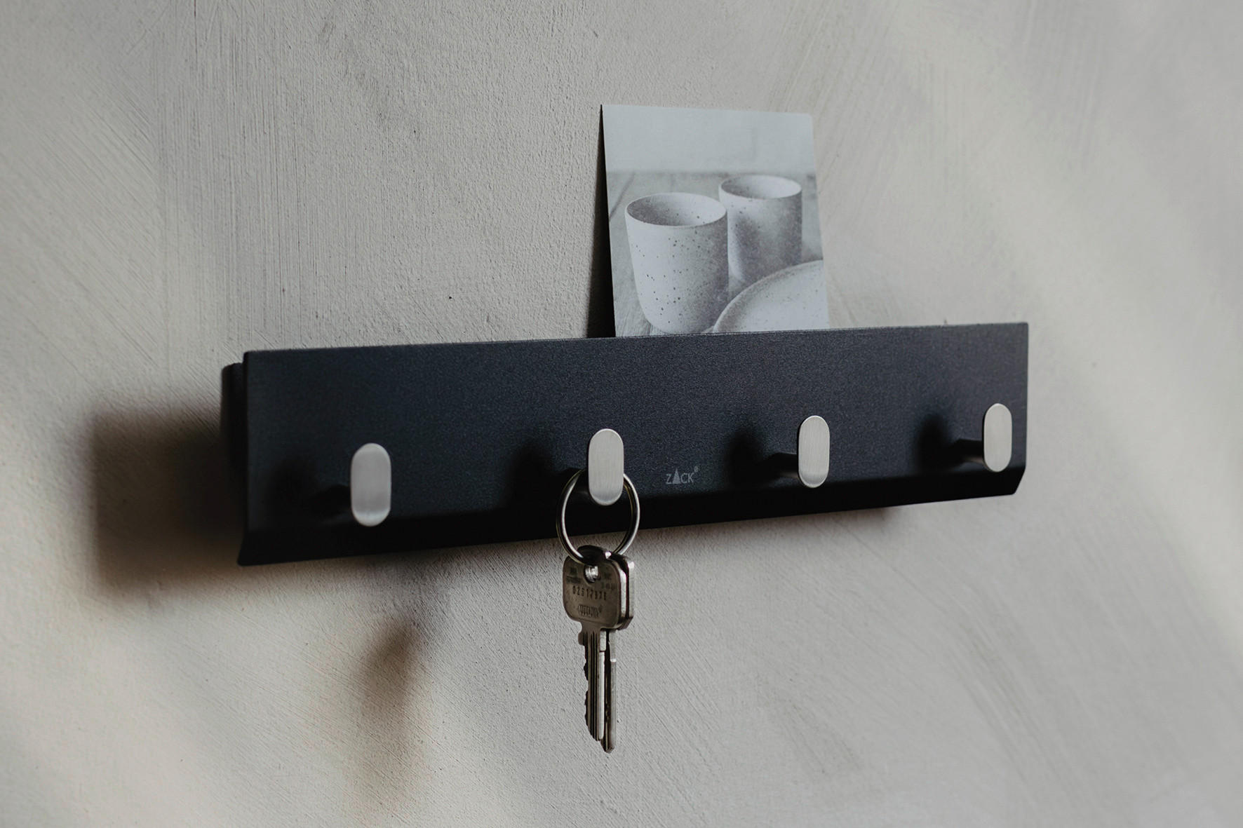 SCHLÜSSELBOARD Schwarz, Edelstahlfarben  - Edelstahlfarben/Schwarz, MODERN, Metall (2,5/16,1/5,6cm) - Zack