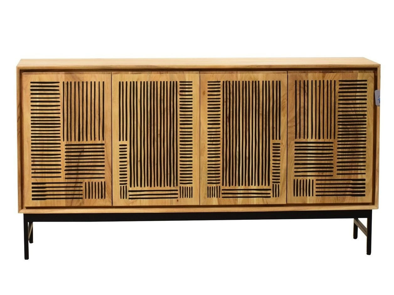 SIDEBOARD  in 160/85/40 cm  - Schwarz/Akaziefarben, KONVENTIONELL, Holz/Metall (160/85/40cm) - Livetastic