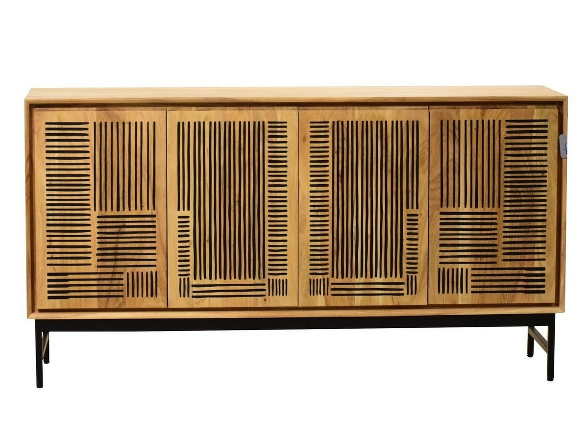 SIDEBOARD  in 160/85/40 cm  - Schwarz/Akaziefarben, KONVENTIONELL, Holz/Metall (160/85/40cm) - Livetastic