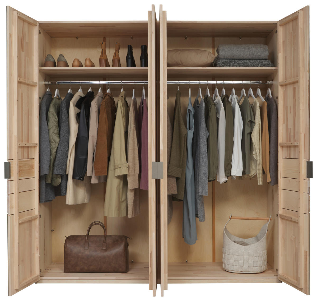 DREHTÜRENSCHRANK 198/214/62 cm 4-türig Schlammfarben, Buchefarben  - Schlammfarben/Buchefarben, Natur, Glas/Holz (198/214/62cm) - Valnatura