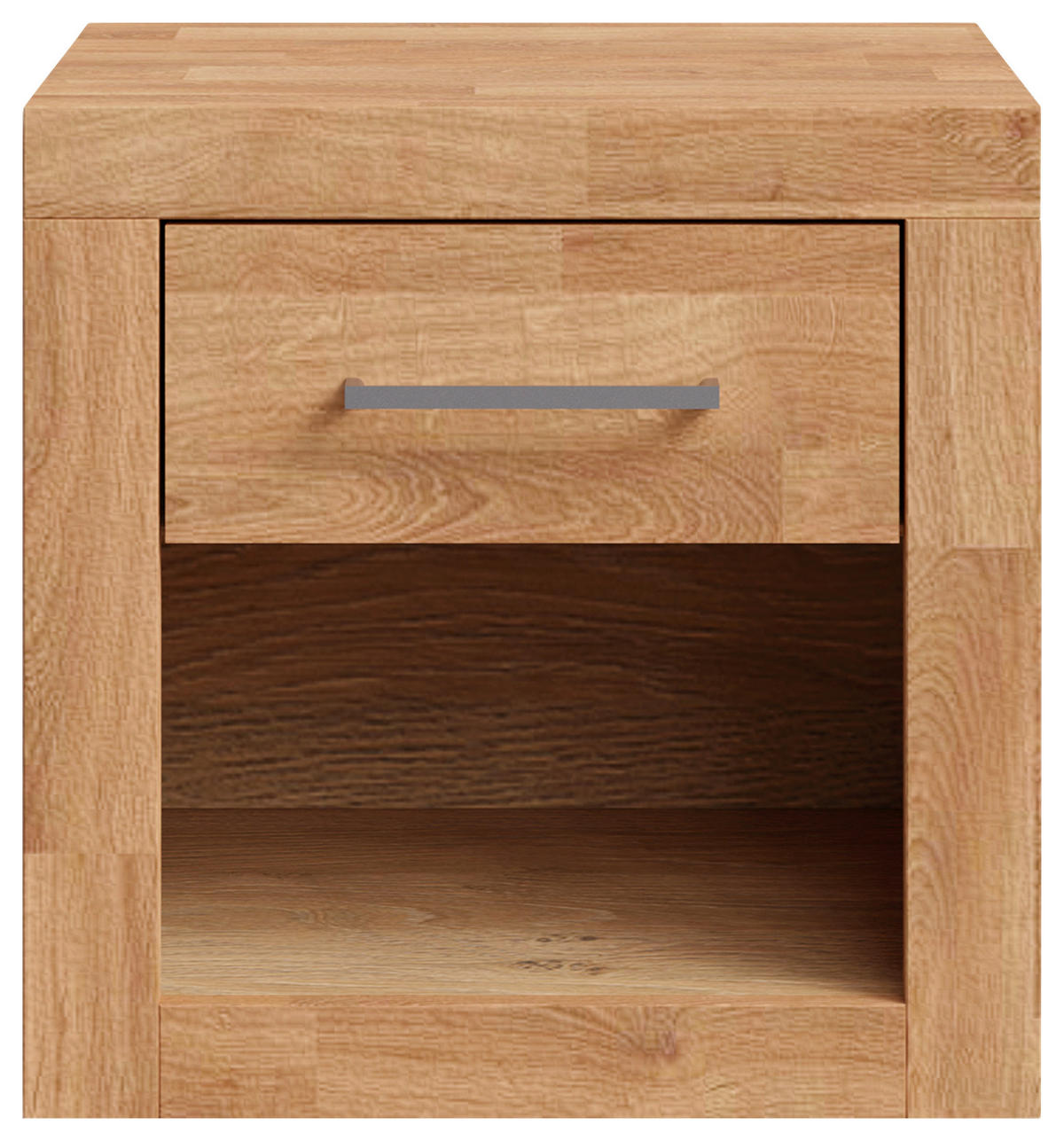 NACHTKÄSTCHEN in massiv Eiche Eichefarben  - Eichefarben/Silberfarben, Natur, Holz/Holzwerkstoff (45/45/42cm) - Linea Natura