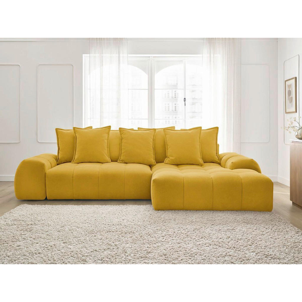 Thumbnail - Eckschlafsofa Everest, Gelb, Textil, Buche, Kiefer, 3-Sitzer, Füllung: Komfortschaum, 318x180 cm, Rücken echt, Armteil l...