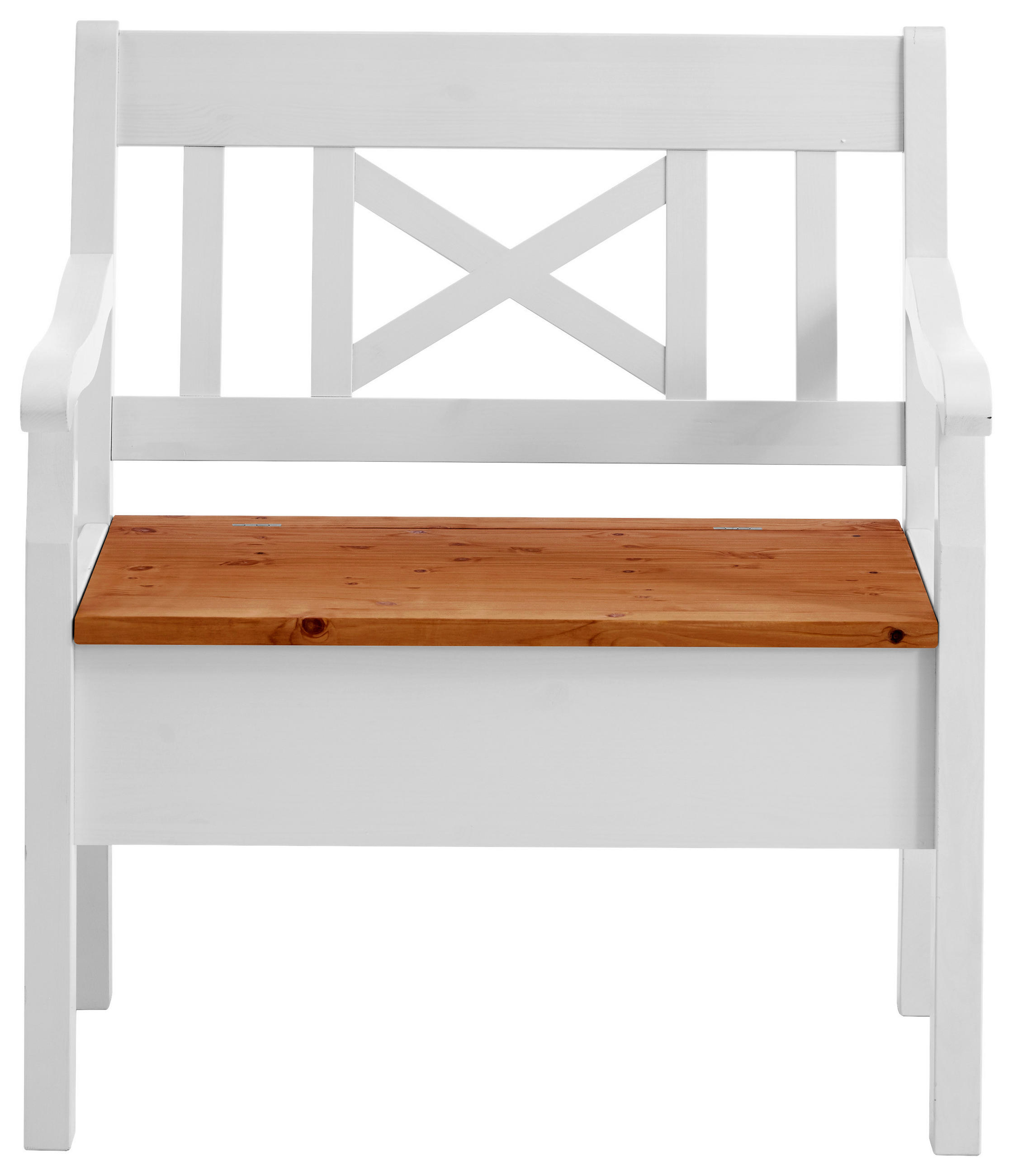 SITZBANK 84/93/58 cm Weiß, Bernsteinfarben Kiefer massiv  - Bernsteinfarben/Weiß, ROMANTIK / LANDHAUS, Holz (84/93/58cm) - Boxxx