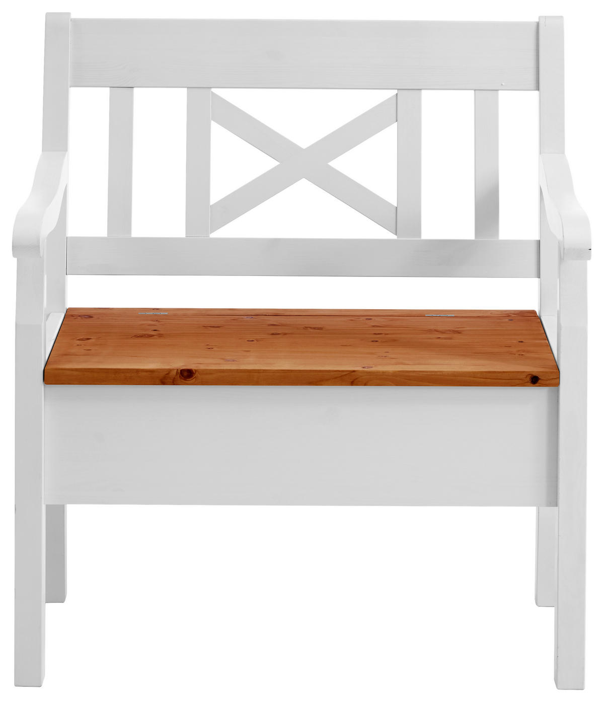 SITZBANK 84/93/58 cm Weiß, Bernsteinfarben Kiefer massiv  - Bernsteinfarben/Weiß, ROMANTIK / LANDHAUS, Holz (84/93/58cm) - Boxxx