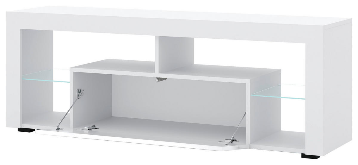 LOWBOARD EVEREST  in 140/50,5/35 cm  - Schwarz/Weiß, Design, Glas/Holzwerkstoff (140/50,5/35cm) - Livetastic
