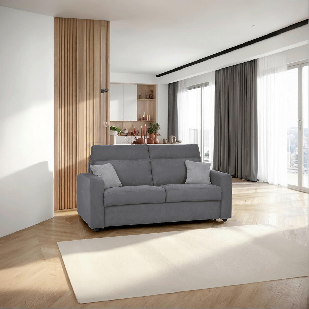SCHLAFSOFA Mikrofaser Dunkelgrau  - Dunkelgrau/Hellgrau, KONVENTIONELL, Kunststoff/Textil (186/101/101cm) - Carryhome