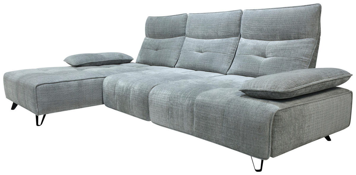 ECKSOFA Hellgrau Chenille  - Hellgrau/Schwarz, Design, Kunststoff/Textil (162/314cm) - Livetastic