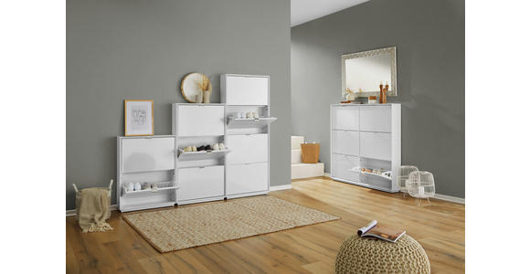 SCHUHKIPPER  in 64,5/83,2/18 cm  - Edelstahlfarben/Weiß, Design, Holzwerkstoff/Metall (64,5/83,2/18cm) - Xora